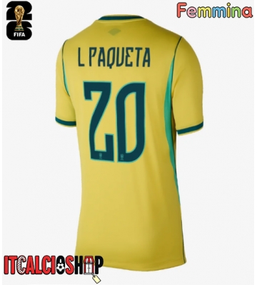 Brasile Lucas Paqueta #20 Prima Maglia Femmina Mondiali 2026 Manica Corta